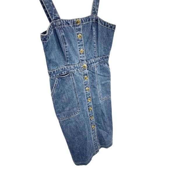 Rachel Antonoff Womens Barbie Apron Denim Dress Button Front Knee Length Size 8 - Picture 3 of 9